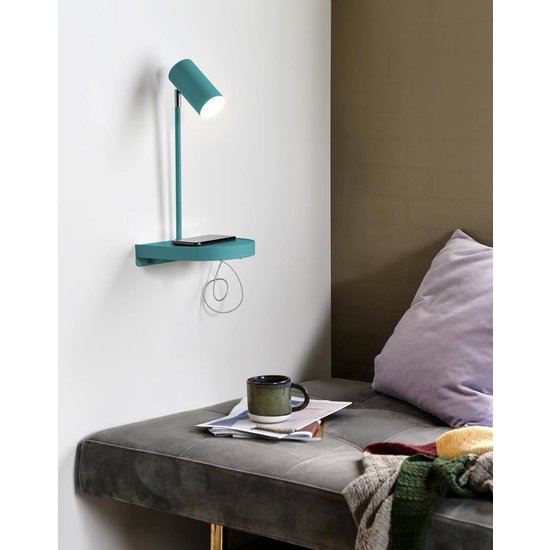 Adjustable wall light with GU10 socket (bulb excl.), mint green metal, IP20, class II, height 42.9 cm, projection 20 cm