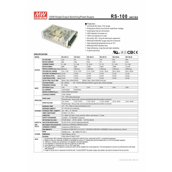 LED driver Meanwell 0-100W
