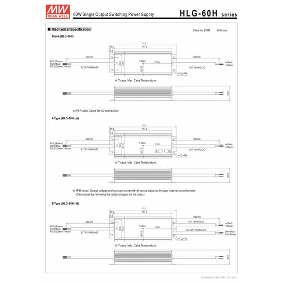 LED driver Meanwell 0-60W IP65