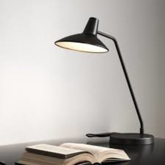 Industrial black table lamp, metal with plastic details, E14 socket, height 55 cm, IP20, bulb not included
