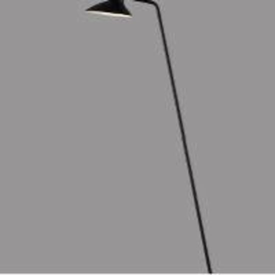 Lampadaire industriel noir, socle métal avec détails en plastique, hauteur 143 cm, douille E14 max 25W, source lumineuse non incluse