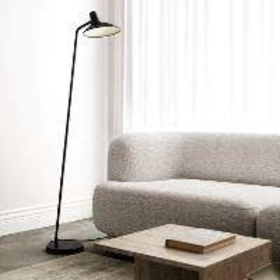 Stehlampe industriell schwarz, Metallfuß mit Kunststoffdetails, Höhe 143 cm, E14-Fassung max 25W, Leuchtmittel nicht enthalten