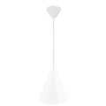 Hängelampe im dänischen Design, geometrisch geformt, weißes Metall mit Kunststoffdetails, E27-Fassung max. 40W
