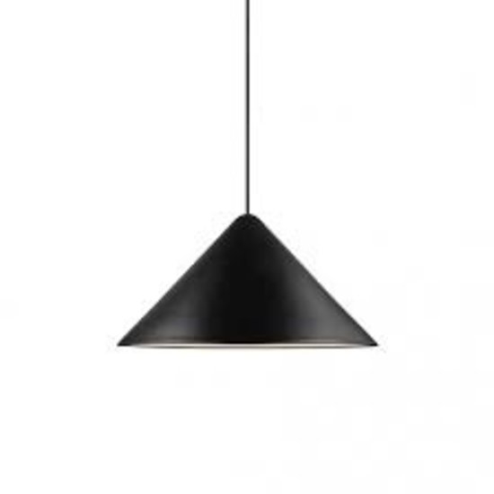Pendelleuchte im dänischen Design, geometrische Form, schwarz aus Metall mit Kunststoffdetails, E27-Fassung, max. 50W, ø49 cm