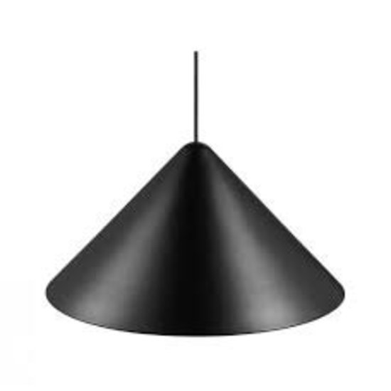 Pendelleuchte im dänischen Design, geometrische Form, schwarz aus Metall mit Kunststoffdetails, E27-Fassung, max. 50W, ø49 cm
