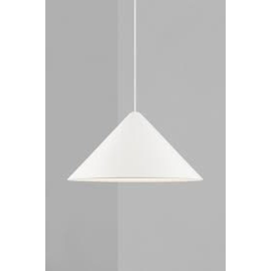 Design-Hängelampe, geometrisch runde Form in weißem Metall, E27-Fassung (Leuchtmittel nicht enthalten), Durchmesser 49 cm, Höhe 24,8 cm