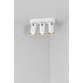 3-spot plafondlamp in wit metaal en kunststof, GU10-fitting, IP20, klasse 2, lichtbron niet inbegrepen