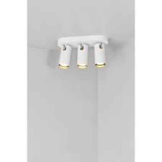 3-spot plafondlamp in wit metaal en kunststof, GU10-fitting, IP20, klasse 2, lichtbron niet inbegrepen