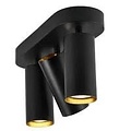 3-spot plafondlamp in zwart metaal met GU10 fitting, max. 25W per spot, IP20, klasse 2, lichtbron niet inbegrepen