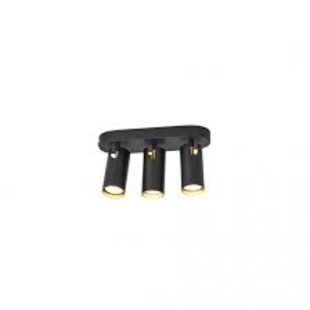 Plafonnier 3 spots noir, douille GU10, design fin