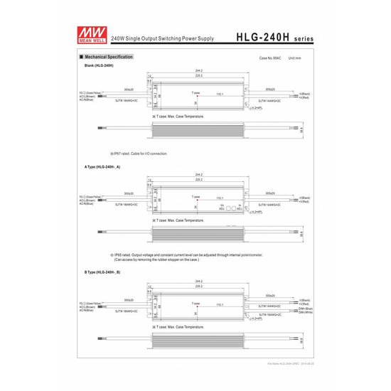 Controlador LED Meanwell 0-240W IP65