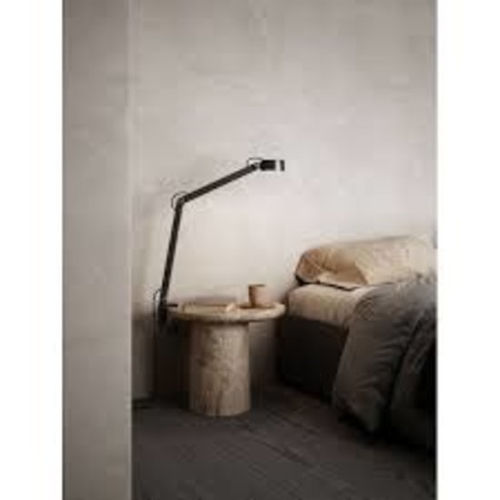 Table/wall lamp in Danish design, black metal, 9W LED included, dimmable, IP20, height 46.5 cm, 250 cm textile cable