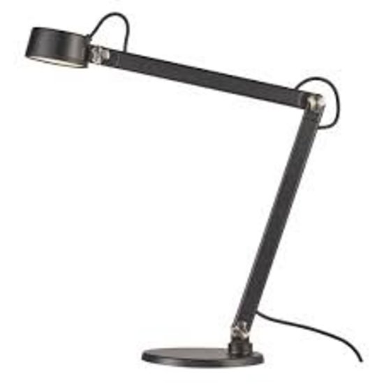 Table/wall lamp in Danish design, black metal, 9W LED included, dimmable, IP20, height 46.5 cm, 250 cm textile cable