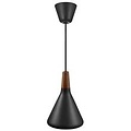 Lampe suspendue verticale raffinée avec plateau exclusif en noyer huilé certifié FSC - noir