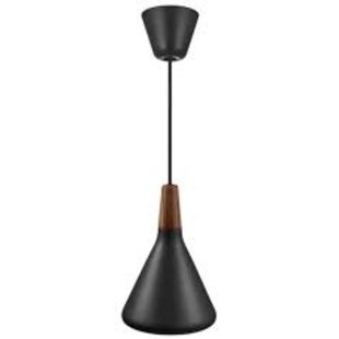 Upright hanging lamp refined in exclusive FSC-certified oiled walnut top - black