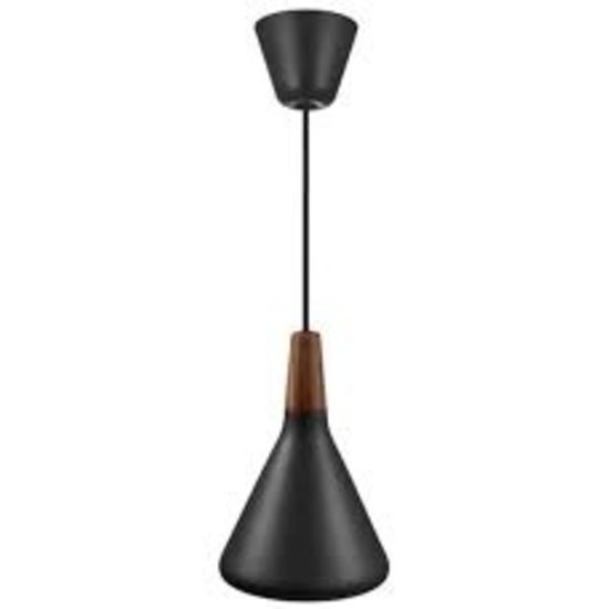Upright hanging lamp refined in exclusive FSC-certified oiled walnut top - black