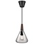 Pendant lamp with oiled walnut top, smoked glass shade and E27 socket, max. 40W, bulb not included