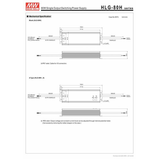 LED-Treiber Meanwell 0-80W IP65