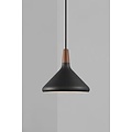 Hängelampe mit schwarzem Metallrahmen und FSC-zertifizierter, geölter Walnussplatte, E27-Fassung, dimmbar mit kompatibler Lampe