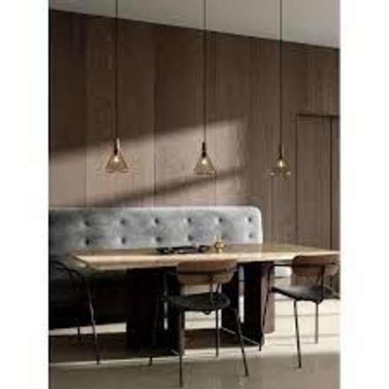 refined hanging lamp in exclusive FSC certified oiled walnut top - smoked glass