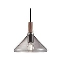 refined hanging lamp in exclusive FSC certified oiled walnut top - smoked glass