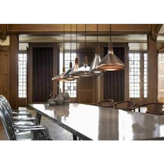 refined hanging lamp in exclusive FSC certified oiled walnut top - copper