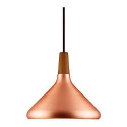 Hängelampe FSC-Walnuss geölt und Kupfer, E27, Ø27cm