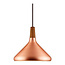 Suspension avec plateau en noyer huilé certifié FSC et cuivre, douille E27 max 60W, Ø27 x H24,5 cm, câble 300 cm