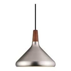 Hanglamp staal met geolied notenhout top, E27 dimbaar