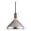 Hanglamp in geborsteld staal met geolied, FSC-gecertificeerd notenhouten top - E27, dimbaar, hoogte 24,5 cm, diameter 27 cm