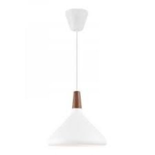 Pendant lamp walnut FSC wood with opal glass shade E27