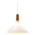 refined hanging lamp in exclusive FSC certified oiled walnut top - opal glass
