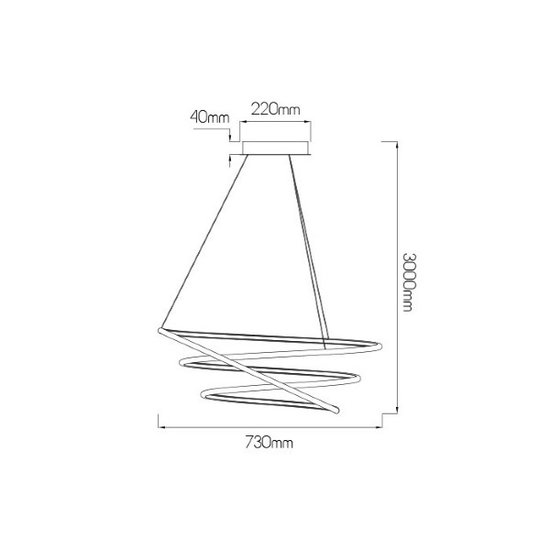 Lámpara colgante grande espiral fina blanca regulable 88W