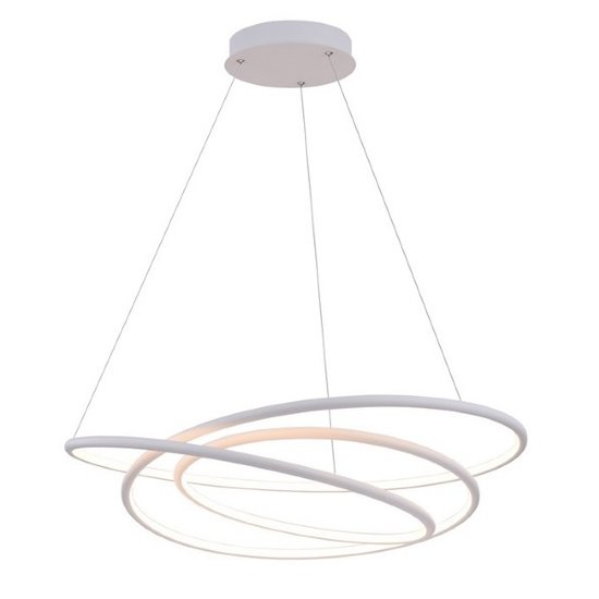 Fantasia large hanging lamp with fine spiral shape in white, dimmable 88 W SMD LED, 73 cm diameter