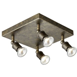 Plafonnier rouille carré 4xGU10 5W LED