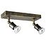 Fantasia plafondlamp roest rechthoek met 2x GU10 5W LED (2700K, 400 lumen), dimbaar, richtbaar, aluminium, IP20