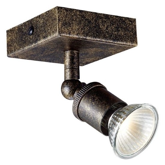 Fantasia STUGA vierkante plafondlamp in roestkleur met 1 richtbare GU10 LED-spot van 5 W