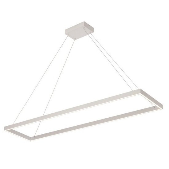 Fantasia rectangular design hanging lamp in white, 30x120 cm, with integrated dimmable LED of 53 W
