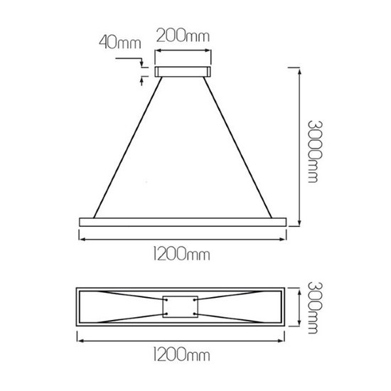 Design Hängelampe Rechteck weiß 30x120cm 53W
