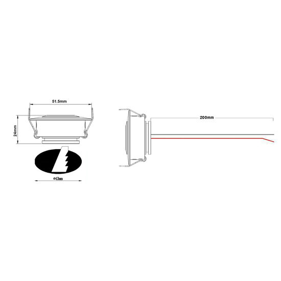 Foco LED inclinable de poca profundidad con orificio de 42 a 47 mm 3,6 W regulable
