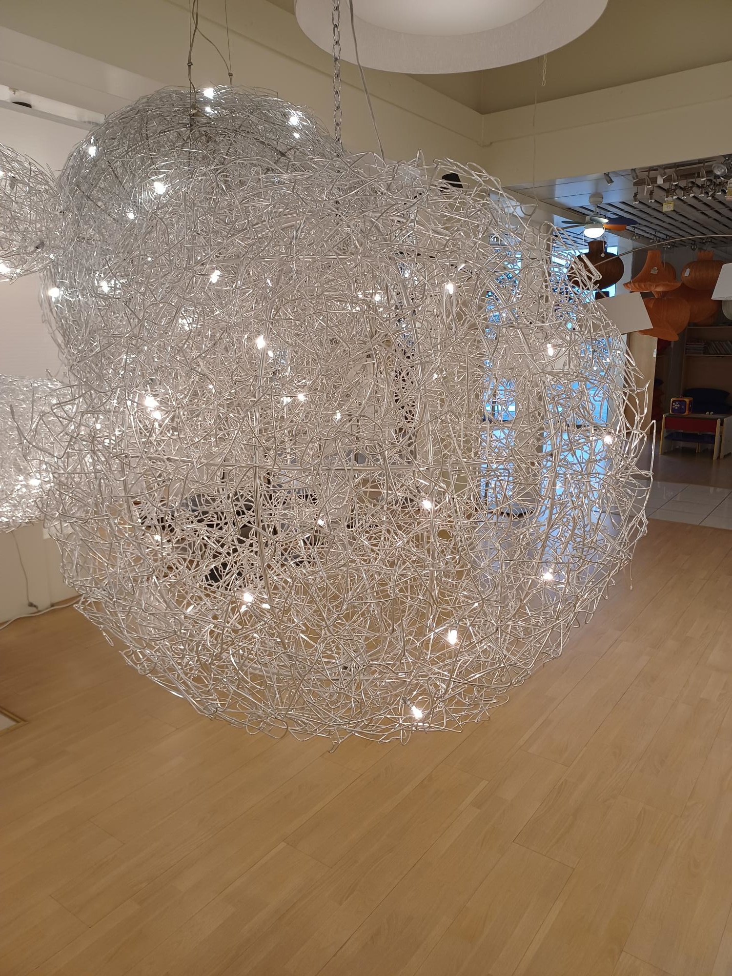 mosterd bal som Bol hanglamp ijzerdraad 100cm diameter G4x20 | My Planet LED