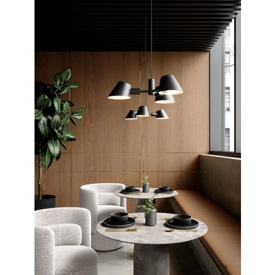 3-headed hanging lamp modern and timeless design - black