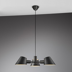 3-headed hanging lamp modern and timeless design - black