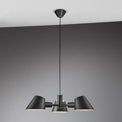 Suspension 3 têtes E27 noire aluminium design moderne