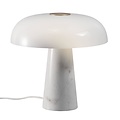 Lampe de table avec pied en marbre et abat-jour en verre blanc opale, douille E27 max 15W, 32 x 32 cm, IP20