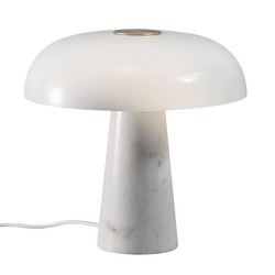 Tischlampe Marmor und Glas E27 skandinavisch opalweiß