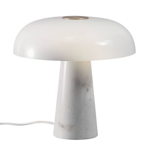 Lampe de table marbre et verre E27 scandinave blanc opale