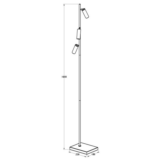 Lampadaire design épuré avec tubes dimmable - noir