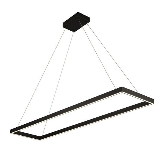 Fantasia GURI lámpara colgante rectangular negra 300x1200mm, LED 53W, 3000K blanco cálido, regulable