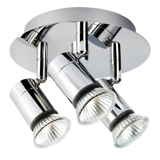 Fantasia RIVERA round ceiling lamp chrome, 3 adjustable GU10 LED spots, IP44, dimmable